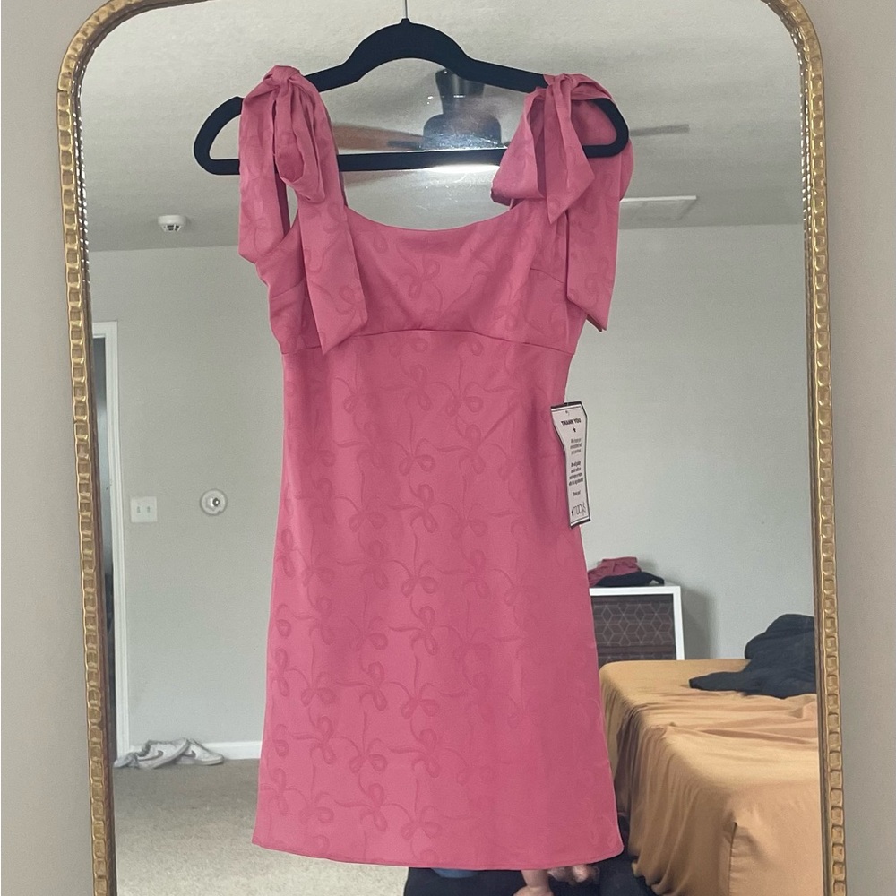 Pink Mini Dress with Bow Detail